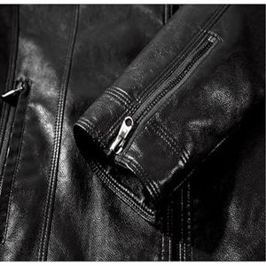 Veste en cuir à fermeture éclair décontractée pour hommes automne hiver prix de gros personnalisé - Product Image 3