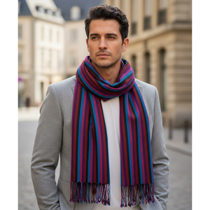 Bufanda de Lujo de Lana y Seda - Diseño Largo con Estampado Geométrico, de Rayas, de Leopardo y de Puntos para Todas las Temporadas - Product Image 1