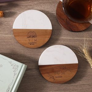 Posavasos de Madera y Mármol de Doble Tono, Modernos y Elegantes, Hechos a Mano, de 10 mm de Grosor, para Decoración del Hogar - Product Image 3