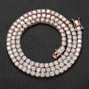 Cadena de Tenis de Oro Rosa de 18K con Diamantes Moissanite VVS, Collar de Tenis Brillante de Alta Calidad con Corte Brillante para Hombre - Product Image 1