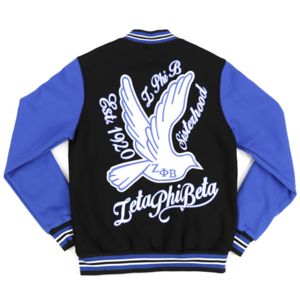 Veste polaire ZPB-Noir et bleu royal | 60% coton 40% polyester | Veste Zeta Phi Beta avec logo brodé sur le devant et impression - Product Image 2