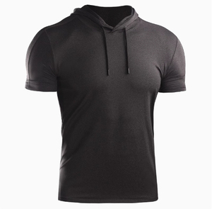 Offre Spéciale Sweat à capuche ajusté à demi-manches pour musculation Gym Workout Vente en gros Sweats à capuche personnalisés pas chers à manches courtes pour hommes - Product Image 5