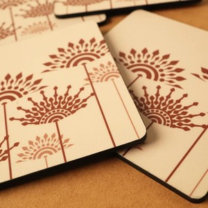 Ethnic Printed Square Coaster Set Heat Resistant Durable Drink Coasters for Dining Coffee Table Home Decor - Product Image 3
