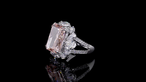 แหวนเพชรทรงรัศมีสีชมพู ทองคำแท้ 14K สำหรับงานหมั้นและงานแต่งงาน เครื่องประดับหรูหรา - Product Image 2