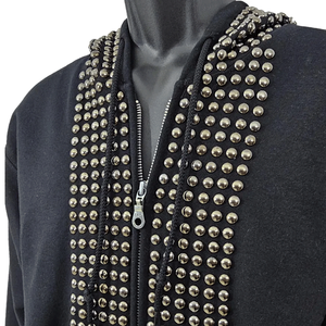 Rockstar Glitz tachonado pulóver Sudadera con capucha moda negro algodón mezclado Sudadera con capucha básicos sudaderas Tops para Unisex - Product Image 5