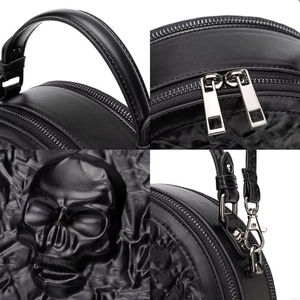 Sac rond en cuir PU pour femmes Steampunk Handbag Shoulder Bag Retro Crossbody Bag 20CA - Product Image 6