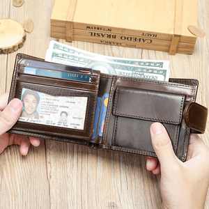 กระเป๋าสตางค์แบบพับสองตอนสำหรับผู้ชาย ดีไซน์เนอร์แบรนด์ Carry Plan ช่องใส่เหรียญด้านหน้า หนังแท้ ช่องใส่บัตรเครดิต ซับในโพลีเอสเตอร์ คุณภาพสูง - Product Image 2