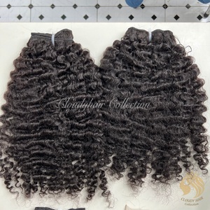 Paquetes de cabello rizado birmano de alta calidad de doble dibujado Color negro Natural Pelo Rizado birmano crudo 100% humano vietnamita Hai - Product Image 2