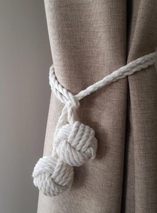 Attache de rideau en forme de poing de singe, attaches de rideau en macramé, attaches de rideau en corde de coton, attaches de rideau blanches, attaches de rideau nautiques - Product Image 2
