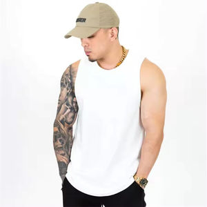 Débardeurs sans manches pour hommes, Muscle Fit couleur unie avec logo personnalisé à prix abordable 100% débardeur en coton pour hommes - Product Image 1