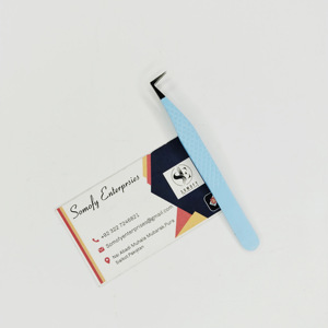 Pinzas para pestañas profesionales de acero inoxidable japonesas con volumen de 90 grados, punta de fibra duradera con agarre de Diamante Azul cielo - Product Image 4