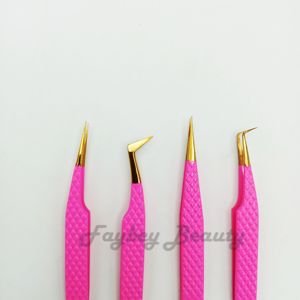 Pince à épiler pour cils Pince à épiler pointue pour outils de beauté Ensemble de pinces à épiler logo Custim couleur rose de haute qualité en acier inoxydable - Product Image 5
