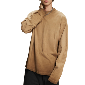 T-shirt à manches longues en coton 100% imprimé de haute qualité, surdimensionné, streetwear, poids lourd, lavage, logo personnalisé, t-shirt uni pour homme - Product Image 5