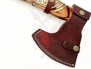 Hacha Ragnar de Estilo Personalizado, Hecha a Mano, de Grado Industrial, de Acero al Carbono, Estilo Vikingo, Cuchillo de Película, Hachas de Madera de Palisandro - Product Image 4
