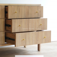 Commode Moderne Contemporaine en Bois Massif 6 Tiroirs Chêne Meubles de Chambre à Coucher Style Ferme pour la Maison Prix de Gros