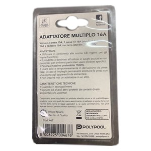 Adaptador de Enchufe Eléctrico Blanco 2 x 2P+T 10A Estándar Italiano, 1 x 2P+T 10A Estándar Italiano, Accesorios de Conector Alemán - Product Image 3