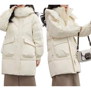 Chaqueta larga acolchada para mujer con capucha, cálida, ligera para invierno, para la temporada de otoño e invierno, Chaqueta larga de plumón, abrigo parka - Product Image 4