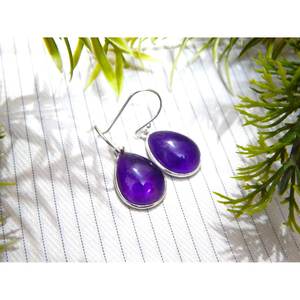 Pendientes de piedras preciosas cabujón de amatista para mujer, joyería de plata de ley 925 hecha a mano, accesorio de moda púrpura para regalos - Product Image 3