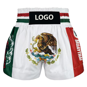 กางเกงขาสั้นผ้าโพลีเอสเตอร์สำหรับมวยไทยแบบ100% ออกแบบโลโก้ได้ตามต้องการ - Product Image 1