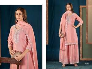 Travail de broderie Chinon lourd de style traditionnel vêtements indiens et pakistanais nouveau bas intérieur et fabrication Dupatta - Product Image 5