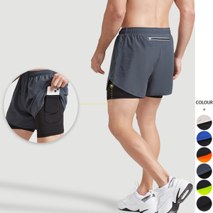 Pantalones Cortos Deportivos de Gimnasio para Hombre 2 en 1 de Alta Calidad OEM con Forro de Doble Capa, Bolsillos Tipo Cargo de Nailon, Logotipo Personalizado - Product Image 2