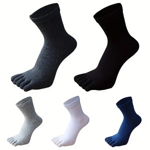 5 pares de calcetines de cinco dedos de color sólido para hombres calcetines de algodón simples resistentes al olor y transpirables con punta dividida - Product Image 4