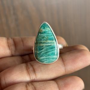 Anillos de Amazonita Natural Chapados en Plata de Ley 925 al por Mayor, Joyería Hecha a Mano, Última Moda en Tendencia - Product Image 1