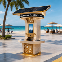 Distributeur d'eau intelligent à énergie solaire, design islamique, recharge USB et sans fil, station d'eau publique extérieure