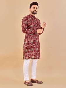 Lightweight <b>Summer</b> Wear Cotton Fabric Mens Kurta <b>Pyjama</b> Breathable Fabric Cooling Material Ideal <b>For</b> Hot Weather Comfortable - Product Image 4