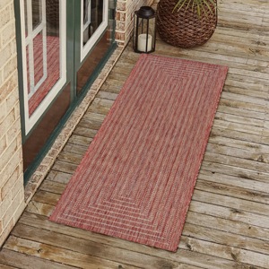 Tapis d'intérieur/extérieur en polypropylène tissé jacquard à poils longs fabriqué à la machine Adiva, résistant aux intempéries, facile à nettoyer, résistant aux taches - Product Image 5