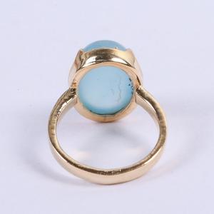 แหวนเงินสเตอร์ลิงทำด้วยมือ925พลอยคาลซิโดนีสีน้ำสวยงามของขวัญแต่งงานที่สมบูรณ์แบบสำหรับผู้หญิงวงรีตัด - Product Image 3