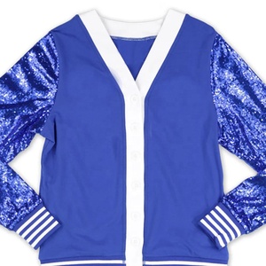 Blue Sorority Women's White Contrast Breathable Knitted V Neck <b>Cardigan</b> <b>Long</b> Sleeve Vintage Style Embroidery <b>Pockets</b> Full Length - Product Image 2