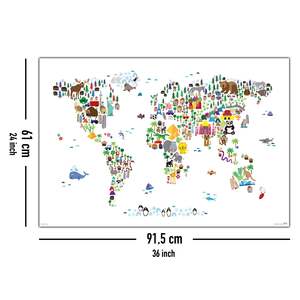 Mapa del mundo para raspar de Michael Tompsett, póster de viaje con temática animal de Weltkarte - Product Image 5