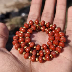 Collier statement en argent sterling avec perles de jaspe rouge naturel véritable, perles rondes de 8 mm, bijoux en pierres précieuses, mariage - Product Image 2