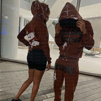 Hot Diamond Printed Spider Web Pattern Sudadera con cremallera Gothic Rhinestone Street Sudadera Chaqueta unisex Mujeres Hombres Tendencia