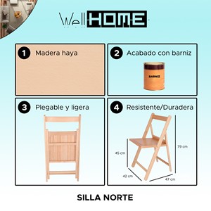 Sedia WELL HOME NORTE in Legno di Faggio Verniciato 43x47x79 cm - Product Image 2