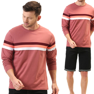 เสื้อยืดคอกลมลายทางสำหรับผู้ชายสีดำปรับแต่ง2025คลาสสิกขนาดใหญ่ - Product Image 6