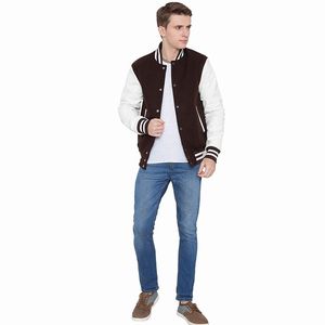 Vestes d'université élégantes pour hommes, manches de couleur blanche, vêtements d'hiver pour adultes, vestes à lettres avec fermeture à bouton - Product Image 3