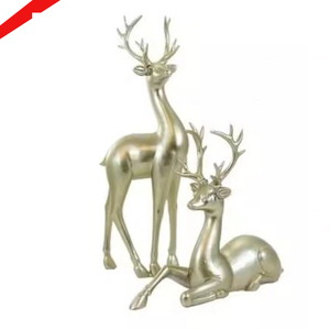 Sculpture décorative de cerf finie par argent brillant fait main pour le salon et le bureau - Product Image 1