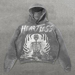 New Fashion Skull Print Hoodies Graphic Y2k Top Oversized Zip up <b>Hoodie</b> Couples <b>American</b> Streetwear Man Hoodi Goth Men Clothes - Product Image 3