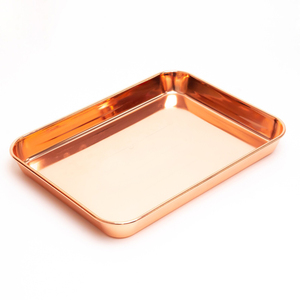 Unique Rose Gold Plated Hammered Design Metal Serving <b>Tray</b> Stylish <b>Drink</b> and Snack <b>Tray</b> with Decorative Purpose - Product Image 3