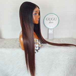 18 20 22 24 26 28 30 Inches 1b/brown Ombre Color 5x5 Glueless Hd Lace Closure Raw Vietnamese Bone Straight <b>Human</b> <b>Hair</b> <b>Wigs</b> - Product Image 2