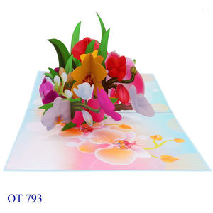 Carte artisanale vietnamienne en papier découpé au laser 3D, fleur d'orchidée, impression offset personnalisée, artisanat en papier, cadeau, meilleur prix Viet-Craft - Product Image 2