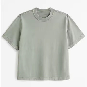 T-shirt pour hommes 100% coton avec logo personnalisé Desgin Quality Rib O-neck loose fit Drop Shoulder Streetwear Blank T-shirt pour hommes - Product Image 4