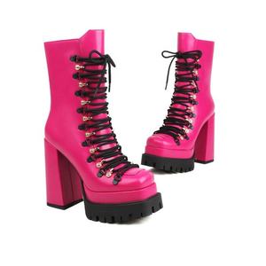 Moda mikrofiber malzeme tasarımcısı bayan botları ile kadınlar için blok topuklar üzerinde kayma kadın ayakkabısı farklı renkler ile - Product Image 4