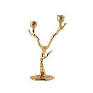 Bougeoir conique doré avec branche d'arbre Grand centre de table de mariage en aluminium et métal en laiton pour la décoration de la maison - Product Image 1