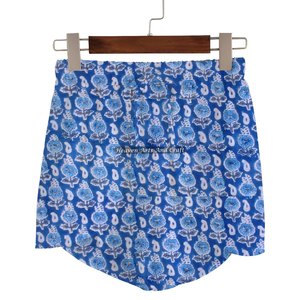 Shorts enveloppants faits main sur mesure, pantalon en coton avec cordon de serrage, toutes tailles, imprimé à la main, shorts enveloppants d'été, vêtements de détente d'été pour femmes - Product Image 4