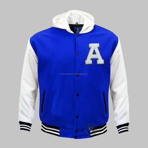 Veste universitaire personnalisée en cuir et laine - Coupe-vent réversible à capuche unisexe - Product Image 5