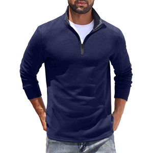 Ultra Soft Regular Fit <b>Quarter</b> Zipper Sweatshirt Long Sleeve Stand Collar <b>Zip</b> up Pullover Home Comfort Relaxed Winter Sweater - Product Image 2