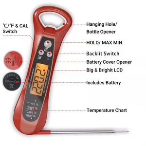 Alarme électronique Barbecue Nourriture Thermomètre à viande à lecture instantanée Thermomètres numériques avec ouvre-bouteille Rétroéclairage magnétique intégré - Product Image 1